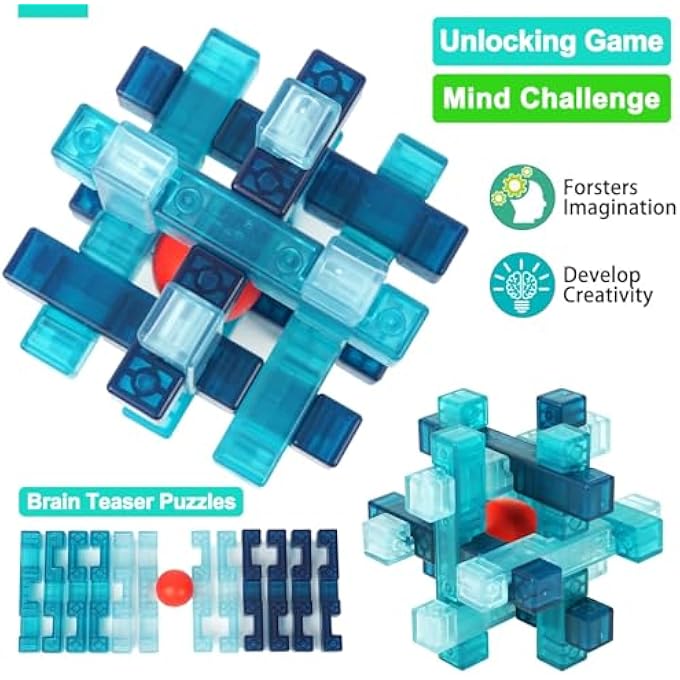 BRAIN TEASER PUZZLES FOR KIDS AND ADULTS, EDUCATIONAL TOYS, 9PCS 3D PUZZLE SET UNLOCK INTERLOCK IQ MIND TEST, THINKING, PATIENCE GAMES - Image 3